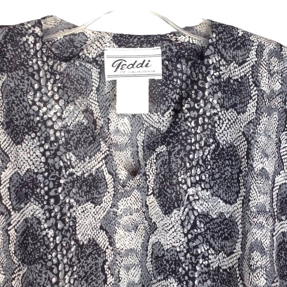 Vintage Teddi Of California Black Snakeskin Short Sleeve Blouse - Picture 3 of 8